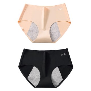 arua 女款無痕裸感無縫生理褲 2件組, 膚色, 黑色