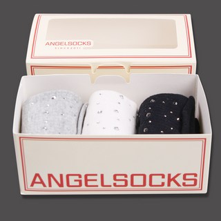 엔젤삭스 여성용 반짝반짝 보석 쥬얼리 큐빅 패피 반짝이 패션 양말 3켤레 세트 SET003