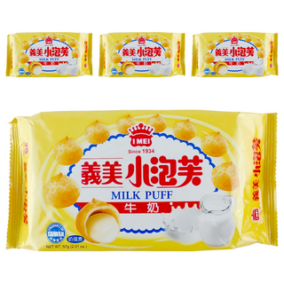 義美 小泡芙 香濃牛奶, 57g, 4包