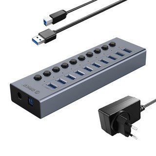 Orico BT2U3-10AB 10口電源USB集線器, 灰色, 1個