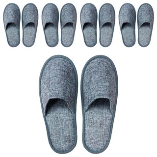 ROYALLIN 蘿林嚴選 亞麻拖鞋5入組 拋棄式全包 加厚防滑, 28 x 11cm, 灰色, 1組