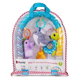 Sozzy 車夾搖鈴 嬰兒汽車座椅夾, 海洋動物, 1盒