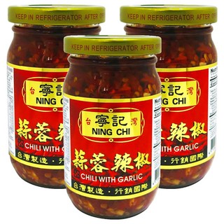 寧記 蒜蓉辣椒 嚴選朝天椒 台灣原料 高溫殺菌, 245g, 3罐