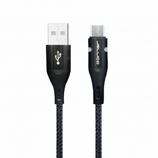 JELLiCO 杰力科 斑斕系列 Micro-B充電傳輸線 3.1A大電流, 1m, 黑色, 1條
