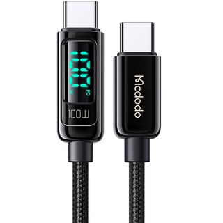 Mcdodo 麥多多 帶顯示螢幕 Type-C to Type-C PD 高速充電線, 1.2m, 黑色, 1個