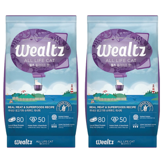 Wealtz 維爾滋 全齡貓食譜 天然無穀寵物糧 80%肉類蛋白質 富含益生菌和膳食纖維, 1.2kg, 2袋, 新鮮雞肉 + 脫水雞肉