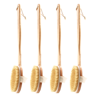 AHOYE 木質刷頭可拆兩用按摩沐浴刷 木頭色 輕鬆清潔背部, 4支, 1入