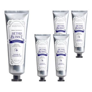 RETRO BUBBLE 淨化亮白草本牙膏 晚安舒緩茶口味 - 亮白牙齒，舒緩口乾，預防口氣, 100g, 5條