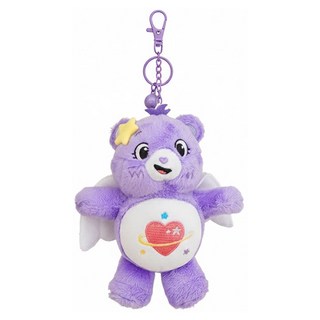 Care Bears 彩虹熊 療癒立體小翅膀造型絨毛公仔鑰匙圈掛飾 肚子精美圖案 安心材質 舒適柔軟 填充飽滿 同色系合金掛扣 方便攜帶, 紫色, 1個, 18cm