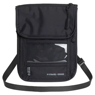 P.travel 斜背防盜包, Airtag插槽設計, RFID防盜, 防潑水材質, 黑色, 18.5 x 14.7 x 2.5cm