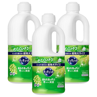 Kao 花王 Cucute 珂珂透 餐具洗碗精補充瓶 廚房必備 多用途 中性洗劑 超特大尺寸, 1.25L, 3瓶