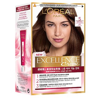 L'OREAL PARiS 巴黎萊雅 台灣公司貨 優媚霜三重護髮染髮霜 Excellence Creme, 5 淺棕, 1組