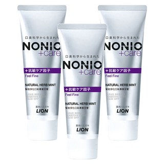 LION 獅王 NONIO 終結口氣抗敏牙膏，雙重淨化，徹底潔淨，持久清新，薄荷配方，修護琺瑯，防蛀抗酸, 130g, 3條