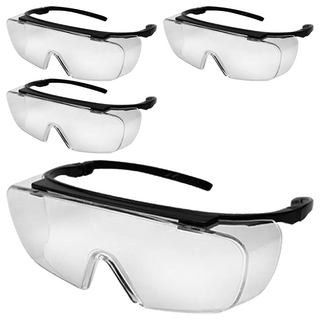 PANRICO 百利世 專業安全護目鏡，防飛沫 防風沙 防噴濺，PC塑膠鏡片，抗紫外線 防霧鏡面，可調整框架, 4個, JT-G-P0001