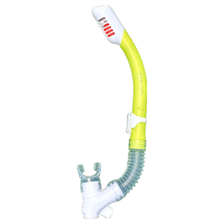 Butterfly Fish 蝴蝶魚 兒童潛水乾式呼吸管 SNC2401 附扣具 PVC材質 防浪乾式管頭 可拆換矽膠咬嘴 矽膠中節彎管, 黃色