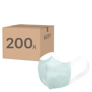 順易利 立體醫用口罩 寬耳帶 兒童 S, 霧霾綠, 50片, 4盒