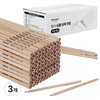 탐사 심플 원목 연필 100개입, 원목색, 3개