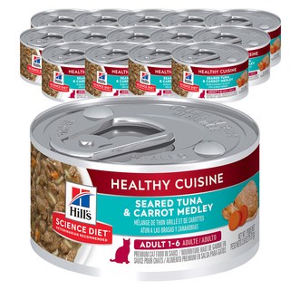 힐스사이언스다이어트 어덜트 헬시 퀴진 참치 & 당근 고양이 사료, 닭+참치, 79g, 12개