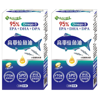 95%Omega 3 高單位魚油 EPA + DHA + DPA, 30顆, 700mg, 2盒