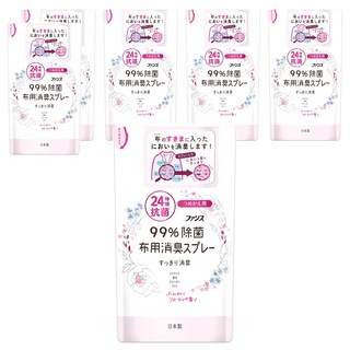 第一石鹼 FUNS布用消臭噴霧 補充包 清爽花香, 6包, 320ml