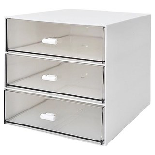 Nextbrown 3層透明抽屜方形收納櫃 RK 632 白色, 1個