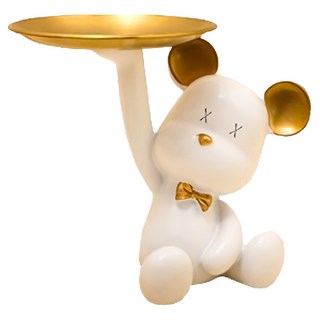 HOUDER 熊熊玄關擺飾 坐姿托盤熊, 白色