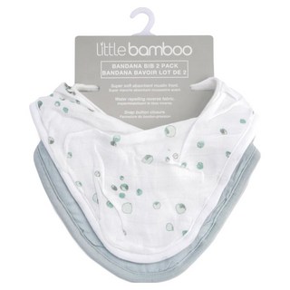 Little BambooLB 竹纖維紗布圍兜, 1組, 灰色/綠色, 2件