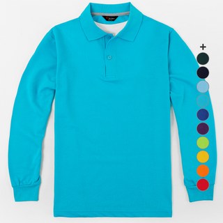 T-sense 長袖彩色Polo衫, 水藍色