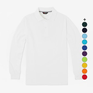Tsense 長袖彩色Polo衫, 白色