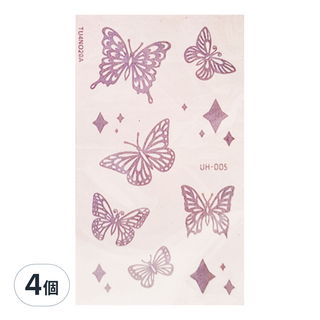 理享家 草本半永久防水紋身刺青貼紙 105 x 60mm UH-005 蝴蝶圖案, 4件