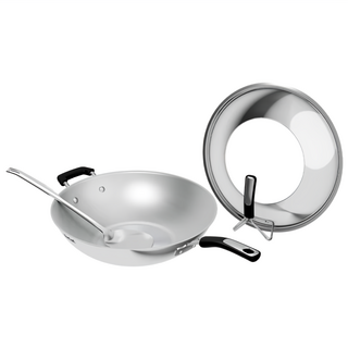 Tefal 特福 電磁爐適用 Savory頂級不鏽鋼 36cm炒菜鍋組合, 1個, 單柄炒鍋 + 鍋蓋 + 鍋鏟, 銀色