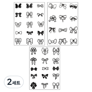 gelluna 半永久可愛蝴蝶結圖案迷你手指海娜紋身貼紙3件組, 2套, T-235