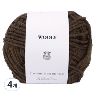 brandyarn Woolly 美麗諾羊毛混紡編織線 100g, 4個, 19 可可