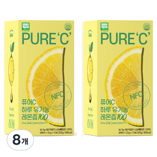 델잇 퓨어C 하루 유기농 레몬즙 100 15p, 300g, 8개