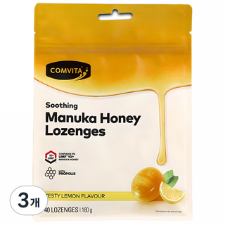 콤비타 UMF 10플러스 마누카꿀 로젠지 프로폴리스 레몬 사탕, 180g, 3개