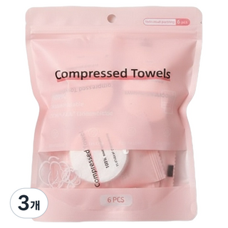 Beliean 壓縮口袋拋棄式毛巾 19g 30 x 60 cm 6入, 粉紅色, 3個