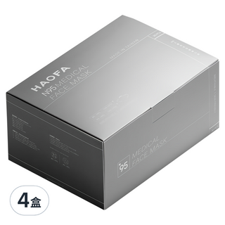 HAOFA 氣密型N95立體醫療口罩活性碳款 S, 30片, 4組, 霧黑