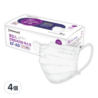 Welkeeps New Untact Light 大型 KF-AD 口罩, 4個, 30片, 白色
