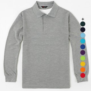 T-sense 長袖彩色Polo衫, 灰色