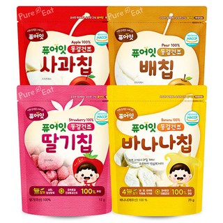 Pure Eat 冷凍果乾片, 1組, 蘋果口味+梨子口味+草莓口味+香蕉口味