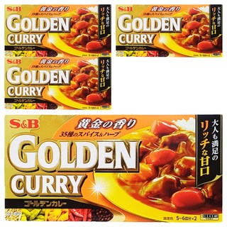 S&B Golden Curry 咖哩 (桔 甘口), 日本原裝進口，35種香料&草本， 口感香濃滑順，輕鬆煮出美味咖哩, 198g, 4盒