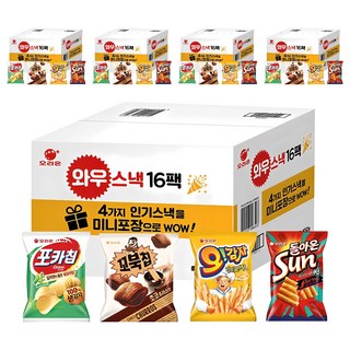 ORION 好麗友 小包裝人氣零食禮盒 16包入, 波卡洋芋片+烏龜脆片+薯條餅乾+陽光波浪玉米脆片, 5組