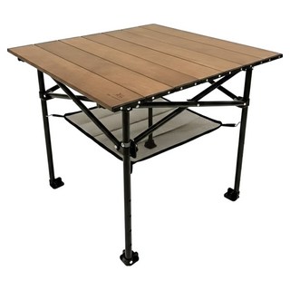 JG Outdoor 實木折疊方桌T2 原木板/金屬骨架/塑膠件, 深木色, 63.5 x 61 x 54~74cm