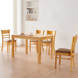 동서가구 캐빈 고무나무 원목 식탁 4인용 + 의자4p 세트 방문설치, 내추럴, 일반의자 4