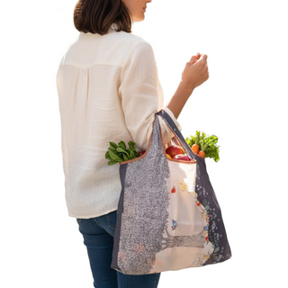 FIFIOO 超質感厚實環保購物袋 大容量 可折疊收納 39g, 樹貓咪 白色 + 黑色, 2個, 展開40 x 38 x 23cm 收納11 x 10.5 x 1cm