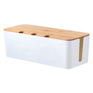 isona 愛收納 三孔竹板延長線收納盒 550g, 白色, 1個