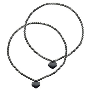 鈦赫茲愛心項鍊 圓珠部分6mm 愛心高寬厚1.9*2.5*0.8公分, 2條