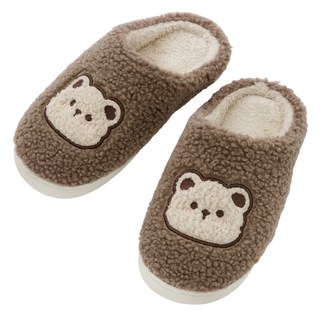 CARET 女款小熊圖案泰迪絨室內拖鞋