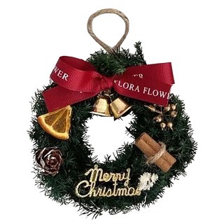 聖誕雪松吊掛迷你花圈, 聖誕紅, 1個