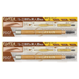 Excel 3合1持久造型眉筆 - 防水防暈染, PD07 摩卡棕, 2件